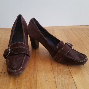 Aerology Brown Suede Loafer Pumps